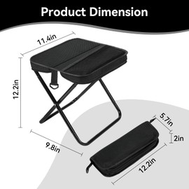 fanivshi Camping Stool 2 Pack,13.5 Inch Collapsible Folding Portable Retractable Telescoping Foldable Stool for Adults Outdoor Camping Fishing Hiking Carrying Straps(Black).