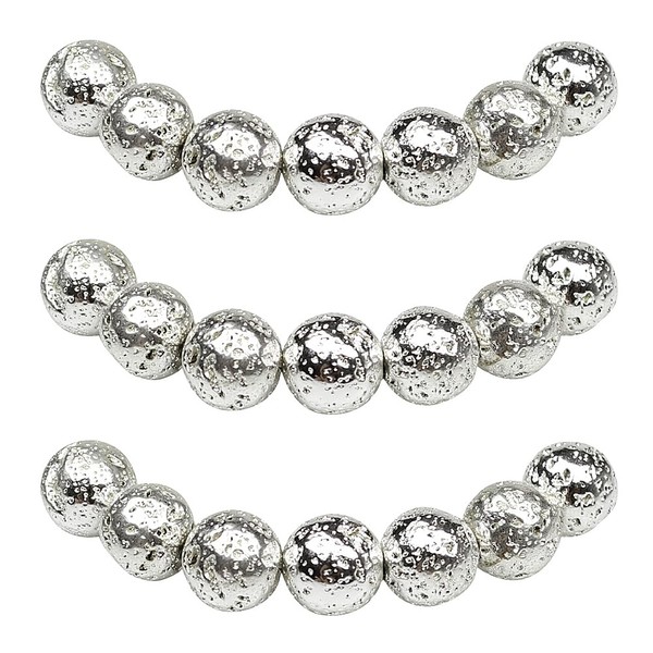 MJDCB Beads for Threading, 8 mm, Pack of 45, Silver