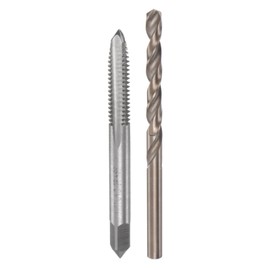 sourcing map Tap & Bit Sets, 1/4-20 UNC 2B Straight Flute Machine Thread Milling Tap, 5.1mm M35 Cobalt High Speed Steel (HSS-CO) Twist Drill Bit