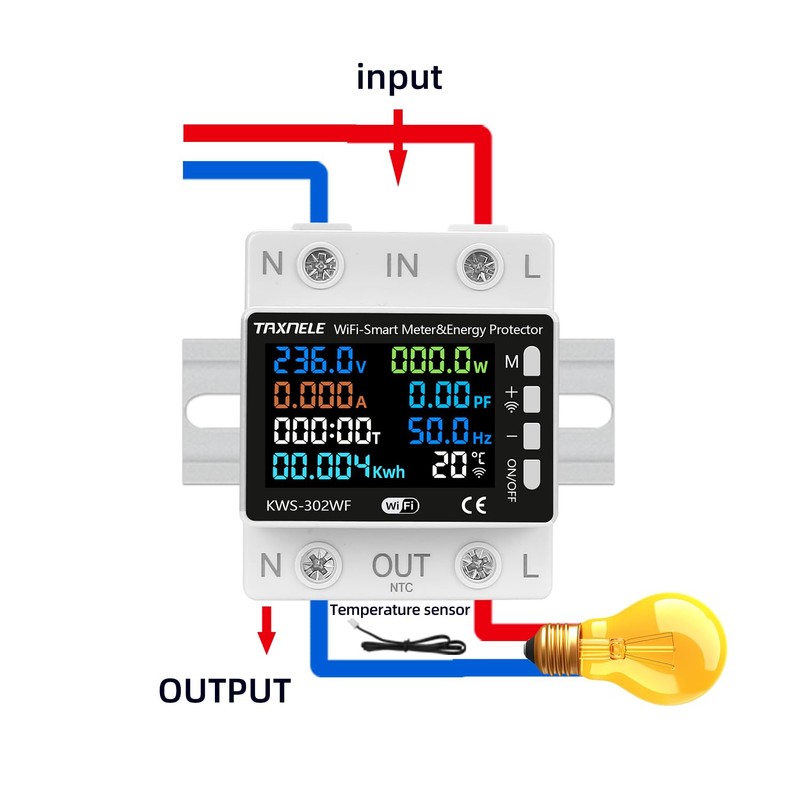 TUYA WiFi Smart Power Meter Over Under Voltage Protector Protection