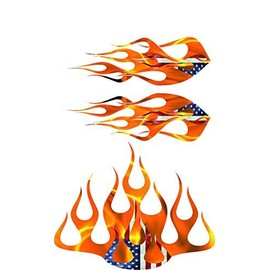Wild Dingos LLC ST2 - Multi-Color Flame Decal Kit Golf Cart, UTV, RC, ATV, ROXOR, Tank, Motorcycle (C - Medium, PG24-109-103 LYF N Flag)