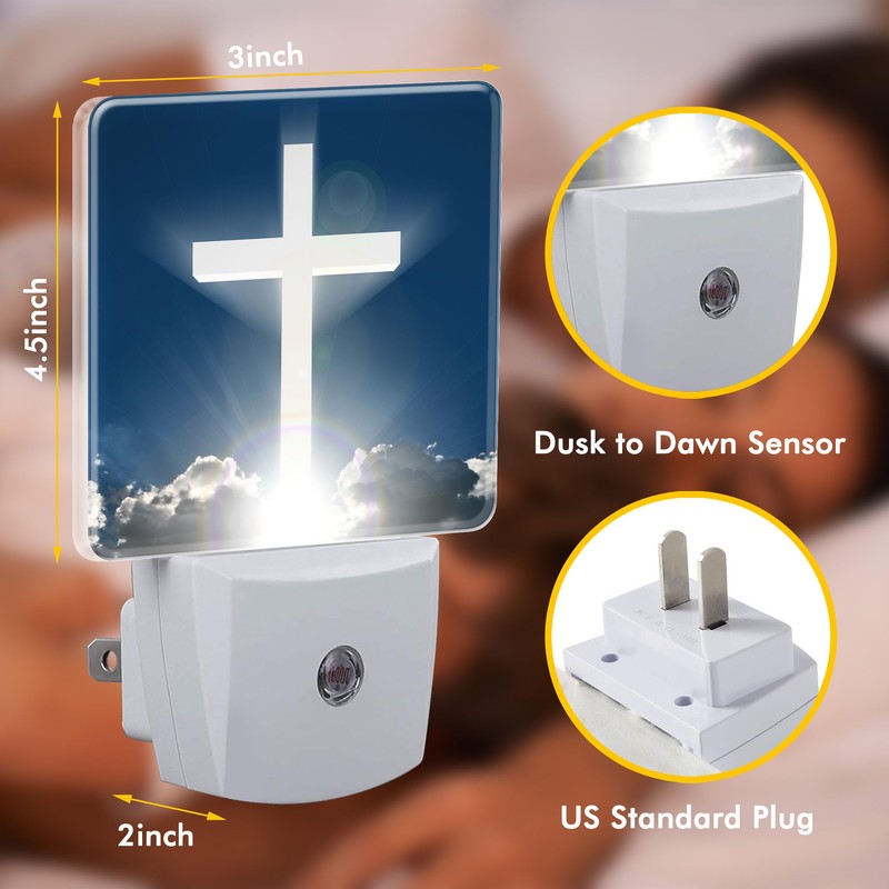 BLYKVGHQ Cross Heaven Night Light,Modern Night Lights Plug into Wall,Dusk