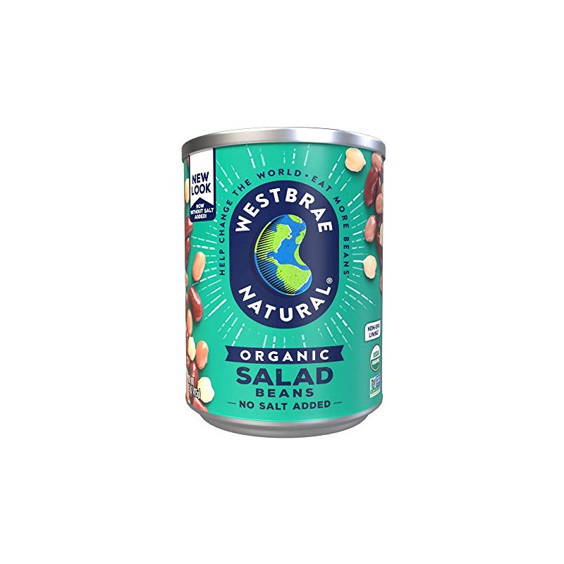 Westbrae Natural Organic Salad Beans, No Salt Added, 15 Oz