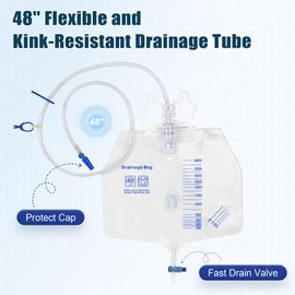 Urine Drainage Bag Bags, Professional Catheter Bags with Unique Anti-Reflux Drip Chamber, Adjustable Clips and Hanging Hook for Home and Hospital Use (Pack of 3, 4000 ml)