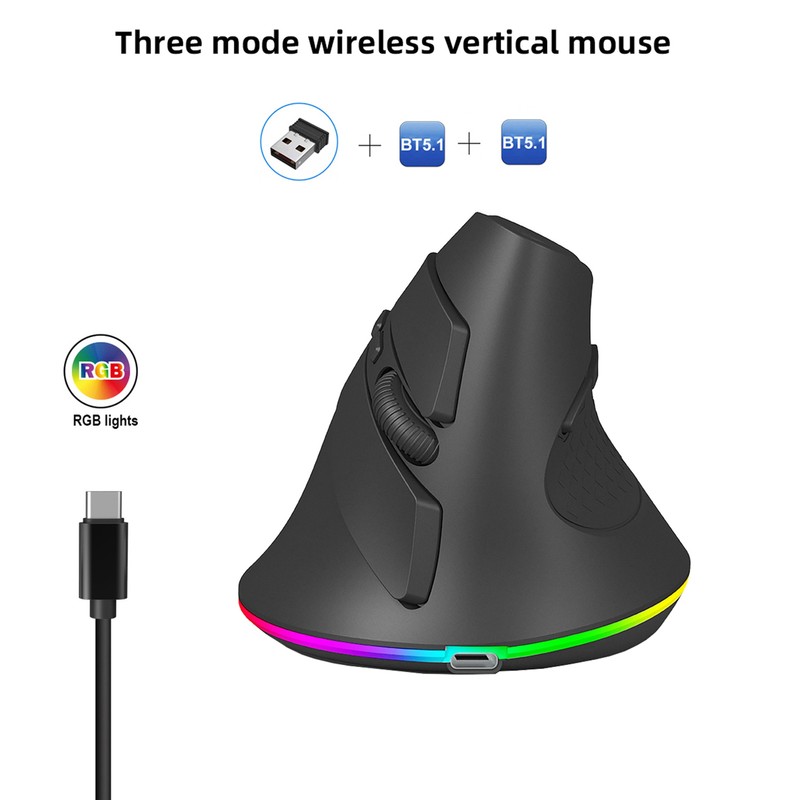 Wireless Dual-mode Mouse 2.4G/BT5.1 Computer Mouse Gaming Mouse Ergonomic Silent