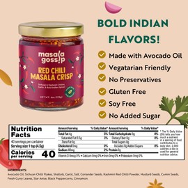 Masala Gossip Red Chili Masala Crisp - Made with Avocado Oil - Gluten-Free & Seed Oil Free, Vegan, Plant-Based 6oz