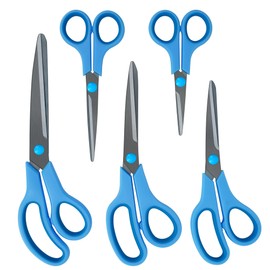 CCR Scissors,Stainless Steel Scissors Set with Black Titanium Plating,Multi-Purpose Scissors,Comfort Grip,Suitable for Families, Offices and Schools,Set of 5.