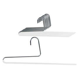 Mawa by Reston Lloyd Reverse Hook Trouser Series Non-Slip Space-Saving Clothes Hanger with Single Rod for Pants, Style KH/35U, Set of 10, White