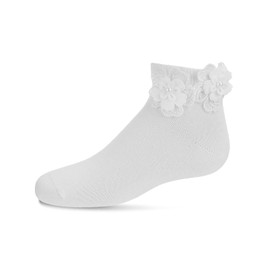 MeMoi Dual Flower Girls Cotton Blend Anklet Sock Winter White 6