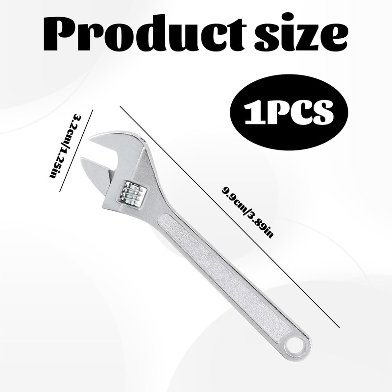Grosion 4-Inch Small Adjustable Spanner,Mini Adjustable Spanner,Compact Adjustable Wrench,Portable Design,Lightweight