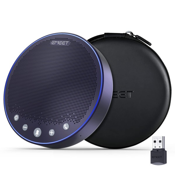 EMEET Bluetooth Speakerphone M3, Zoom Certified 4 AI Mics 360°Voice Pickup 18H Talk Time Conference Speaker and Microphone, USB/Bluetooth Conference Speaker w/Daisy Chain for 20 People for Zoom Teams