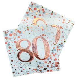 Oaktree Sparkling Fizz 80th Rose Gold 33cm x 33cm 3-ply Napkins 16pcs