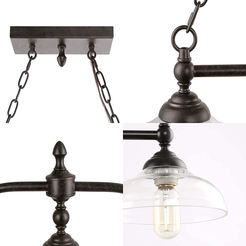 LNC Rustic Kitchen Island Lighting, 3-Light Farmhouse Chandelier for Dining