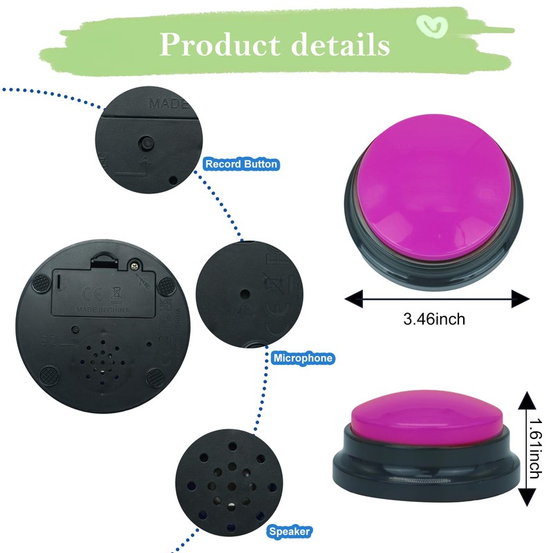 Gelabur Set of 6 Dog Buttons for Communication, Voice Recordable