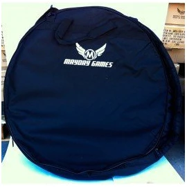 Black Carrying Case for One Crokinole Board. Bag Has Inner Pouch to Store Discs and Accessories