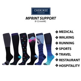 Cherokee Mprintsupport - Calcetines de apoyo para hombre, 12 mmHg, Born Grumpy, Talla única