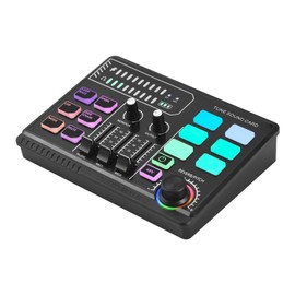 Btuty Audio Mixer for Games 48V Phantom Power Audio Interface RGB Light BT Plug and Play Sound Card for Table Vocals Mixer for Live Streaming Podcasting Content Create Games
