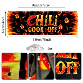 Chili Cook Off Decorations Banner, Chili Pepper Contest Banner for Chili CookOff Decor, Mexican Chili Party Supplies for a Party, Cinco De Mayo Chili Cooking Competition Festival Prizes, 71" x 24"