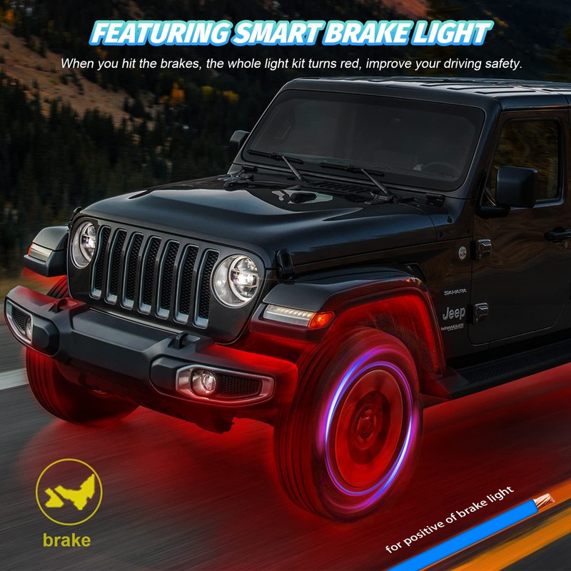 8 Pods RGB LED Rock Lights for Jeeps Trucks Golf
