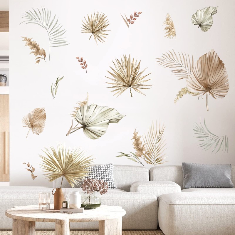decalmile Wall Tattoo Boho Palm Tree Leaves Wall Sticker Tropical