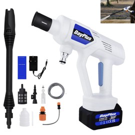Portable Pressure Washer with 21V Rechargeable Battery Pressure Washer Short Gun 5M/25CM Hose Easy Operation Car Washer Power Jet Washers Adjustable Speed Professionally Car Cleaning White
