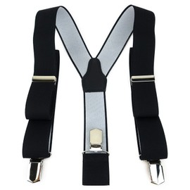 TigerTie Unisex Braces in Y-Shape with 3 Extra Strong Clips - Colour into Monochrome – High-Quality Workmanship – Width 35 mm - Black