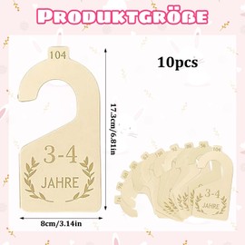 Größentrenner Baby, 10 Stück Holz Babykleidung Trenner, Monatsgrößen von 1 Monat bis 3 Jahre,Baby Kleiderbügel, Dekorative Organizer für Kleiderschrank