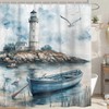 Dizifinn Nautical Coastal Beach Shower Curtain Decor, Ocean Lighthouse Seasides
