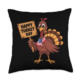 Thanksgiving Turkey Happy Turkey Day Thanksgiving Turkey Throw Pillow