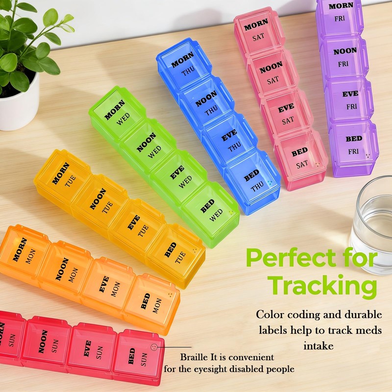 7 Day 4 Times A Day Pill Organiser, 28 Compartments