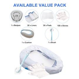 Bed Pan Set Stainless Steel Bed Pans for Elderly Females Men Disabled Bedpan with 30 Liners Disposable and Absorbent Pads Spill Proof Bedpans for Women Large Heavy Duty Bedpan with Lid