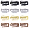 12pcs Wig Clip with Safety Pins, 10-Teeth Hair Extension Snap