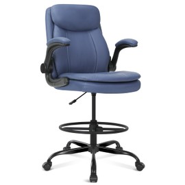 Misolant Tall Office Chair, Drafting Chair for Standing Desk, High Desk Chair with Adjustable Height and Flip-up Arm, Leather Office Drafting Chair, High Office Chair for Counter Height Desk
