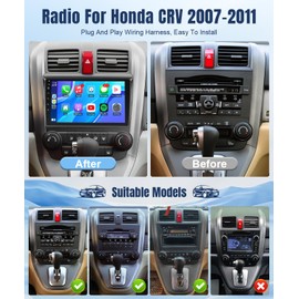 Android Car Stereo for Honda CRV 2007-2011 Wireless CarPlay Android Auto,9 Inch Touch Screen Blutooth Car Radio GPS Navigation WiFi Backup Camera FM SWC