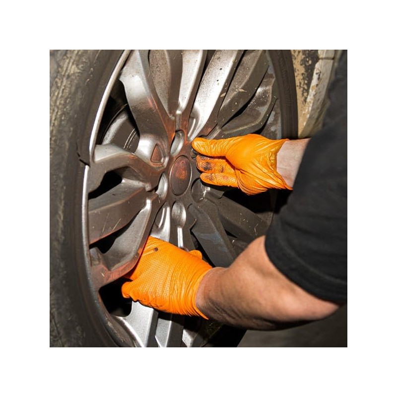 Heavy Duty Super Strong Orange Grip Nitrile Gloves PF 8