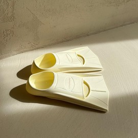 Motherworks Silicone fins for Swimming Adult, Swim Training Snorkeling Diving Travel , with Mesh Bag, Cream Natural (Cream, L(39-41))