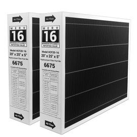 20x25x5 MERV 16 Air Filter, Carbon-Efficient Furnace Air Filter Compatible with Lennox 6675 and Lennox HCC20-28 Healthy Climate Furnace Filter for HVAC System, Replaces Part HCF20-16, 2 Pack