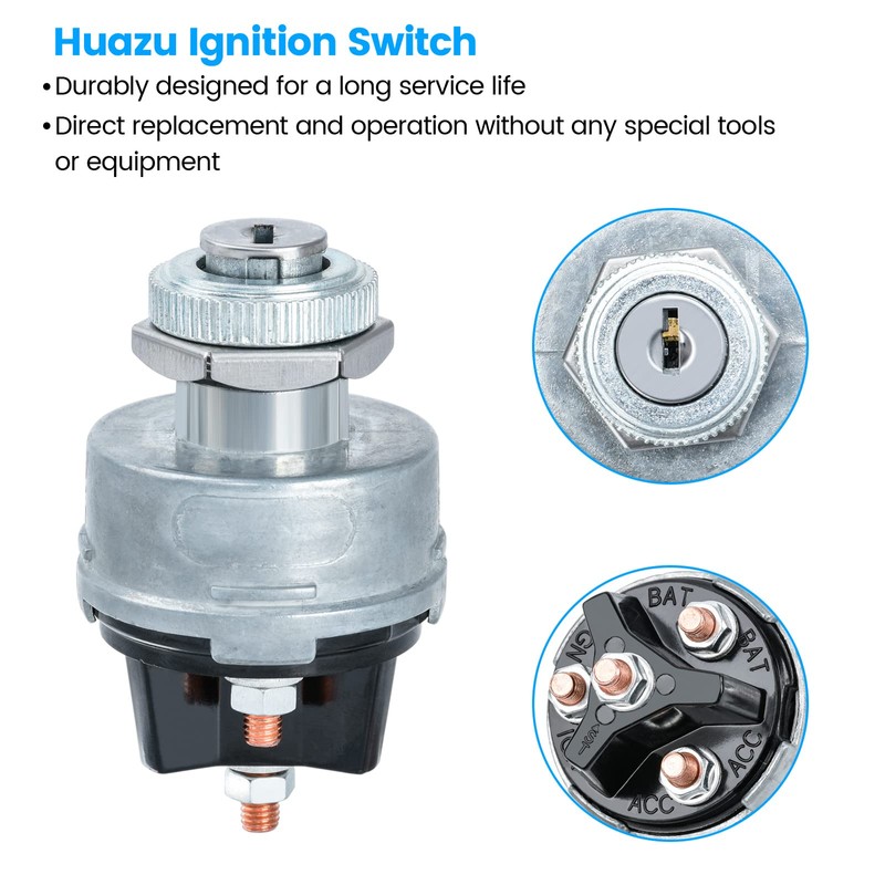Huazu Ignition Key Switch for Car, Forklift, Truck, Tractor, Trailer