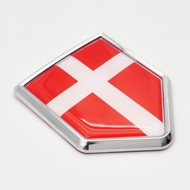 Overdecor Denmark Flag Decal Stickers Car Emblem Danish Car Accessories Decorations Chrome Shield Flag Sticker Decals for Cars Truck Vehicles, 2 Pack