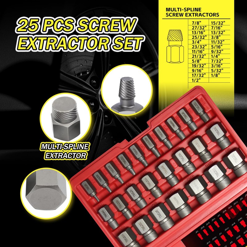25 Pcs Screw Extractor Set, Easy Out Bolt Extractor Set,