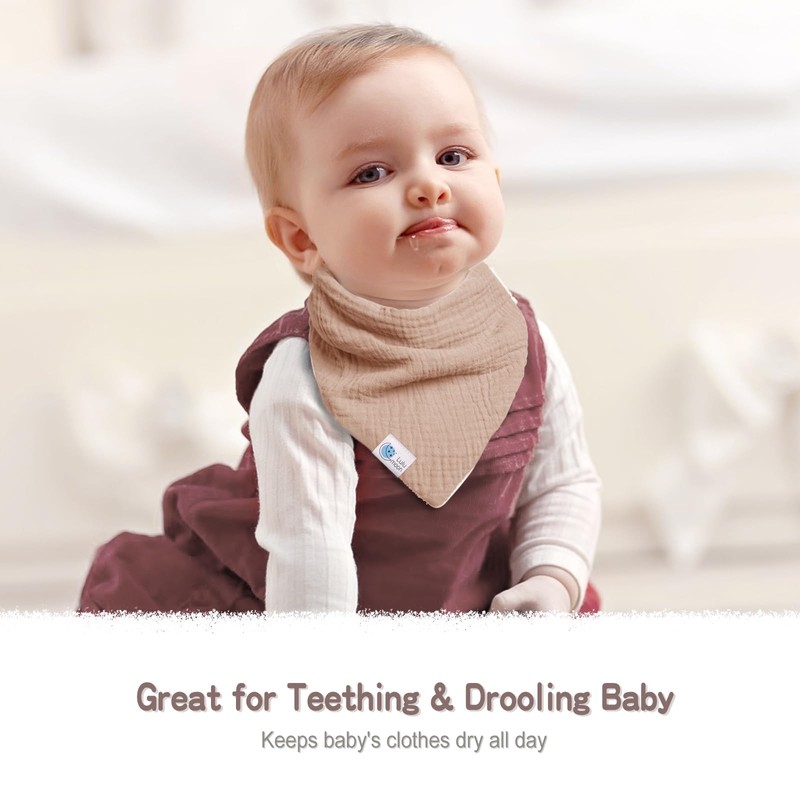 Lulumoon Muslin Baby Bibs 100% Cotton Baby Bandana Drool Bibs
