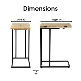 Serta Harton C, TV Snack Tray Laptop Stand, Mid Century Modern Living Room Side End Accent Table, Slide Under The Couch or Bed, Metal Legs, 23.6" Height, Natural Wood