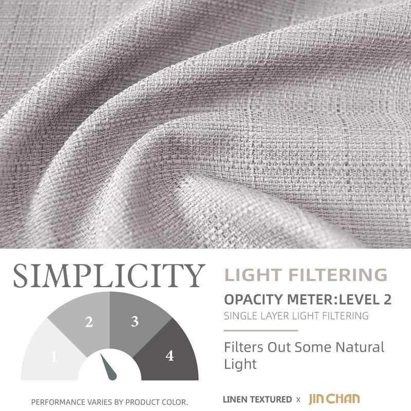 jinchan Tab Top Gray Kitchen Curtains 24 Inch Linen Textured