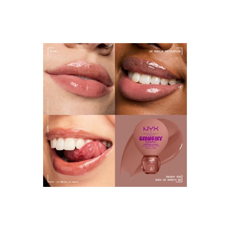 NYX Professional Makeup, Smushy SOS, Mascarilla Hidratante para Labios, Tono
