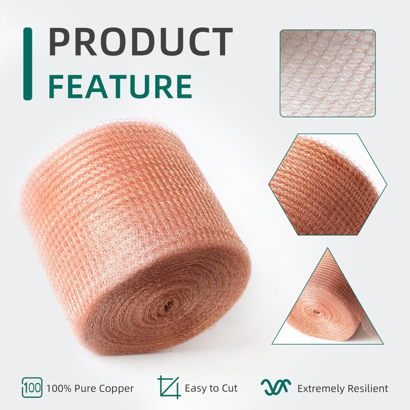 5" x 100 Feet Copper Mesh, Double Layer Mesh Fill