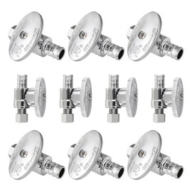 10Pack Foskan PEX Crimp Straight Stop Valve,3/8"OD x 1/2"PEX