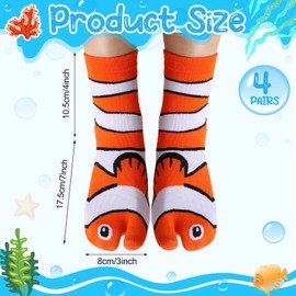 Neer 12 Pairs Ocean Sea Animal Funny Novelty Socks Cotton Flip Flop Socks Unisex Tabi Socks Split Toe Fish Socks Crew Socks for Women Men Adults Teenager Gift, 4 Styles