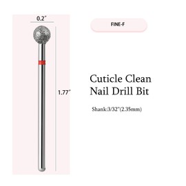ERUIKA 10pcs Safety Ball Cuticle Drill Bits, Carbide Diamond Nail Bits for Dead Skin Removal & Nail Shaping, 3/32'' Two Way Rotate, Professional Manicure Pedicure Salon Tools(5mm Ball Bit, Fine-F)