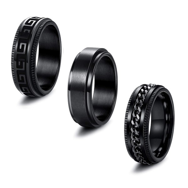 Thunaraz 3Pcs Stainless Steel Fidget Ring for Men Women Cool