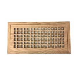 Red Oak Hardwood Floor Register, 6 x14 Inch by Cape Cod Air Grilles, Flush Mount with Frame, Eggcrate Style, Unfinished, Premium Wood Vent Cover